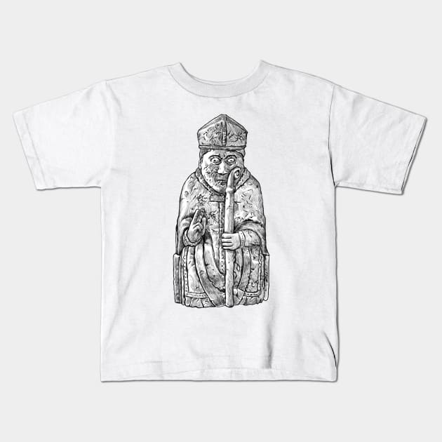 Sacred Moves: The Lewis Chessmen Bishop Design Kids T-Shirt by Holymayo Tee